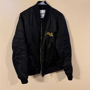 Kenzo Black Bomber Jacket with Gold Tiger Detail